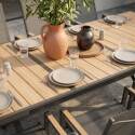 Tavolo da giardino allungabile in alluminio 187/250x90 cm e 10 sedie con braccioli in textilene