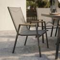 Tavolo da giardino allungabile in alluminio 187/250x90 cm e 10 sedie con braccioli in textilene