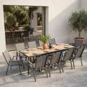 Tavolo da giardino allungabile in alluminio ed effetto legno 8 a 10 persone 187/250x90 cm