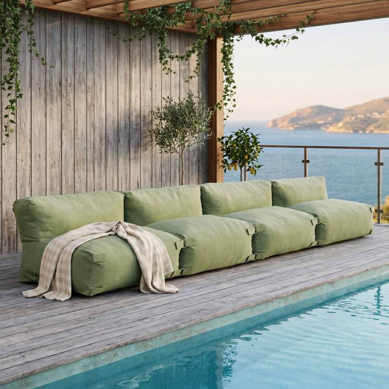Divano modulare da esterno 4 posti con 4 poltrone - Lifestyle