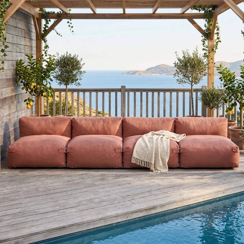 Divano modulare da esterno 4 posti con 4 poltrone - Lifestyle