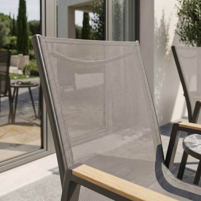 Sedie da giardino in alluminio e Textilene con braccioli - Set di 2 (3/7)