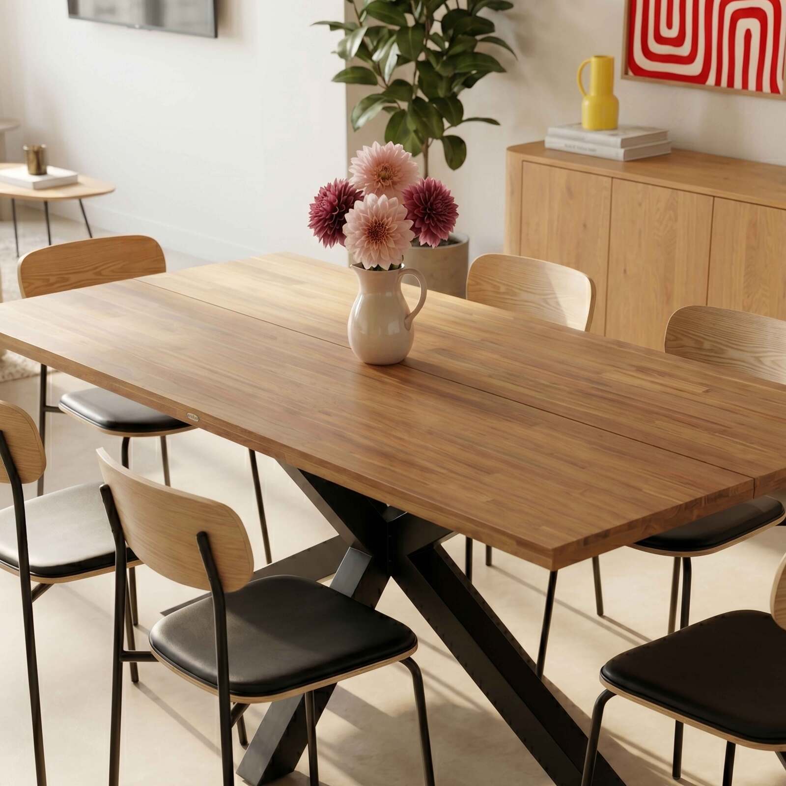 Tavolo da pranzo in alluminio e legno di acacia 8 persone