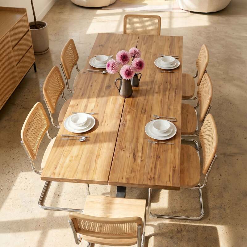 Tavolo da pranzo in alluminio e legno di acacia 8 persone (3/9)