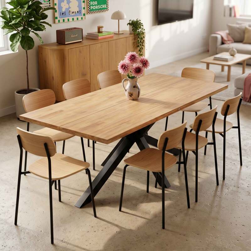 Tavolo da pranzo in alluminio e legno di acacia 8 persone (7/9)