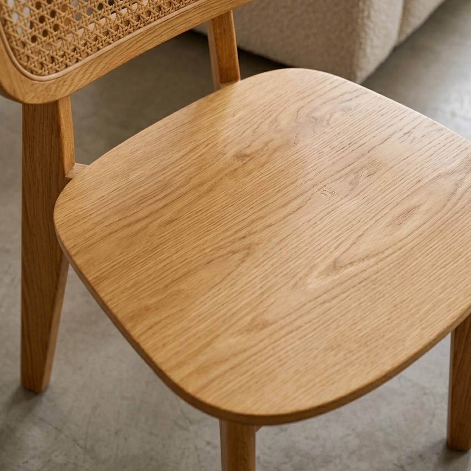 Sedie in legno di olmo e rattan naturale con schienale in stile intreccio - Set di 2