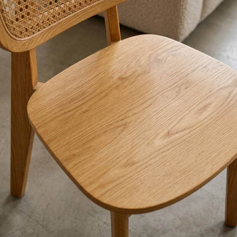 Sedie in legno di olmo e rattan naturale con schienale in stile intreccio - Set di 2 (2/7)