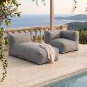 Divano modulare da esterno con 2 posti con 1 chaise longue e 1 poltrona angolare