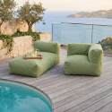 Divano modulare da esterno con 2 posti con 1 chaise longue e 1 poltrona angolare