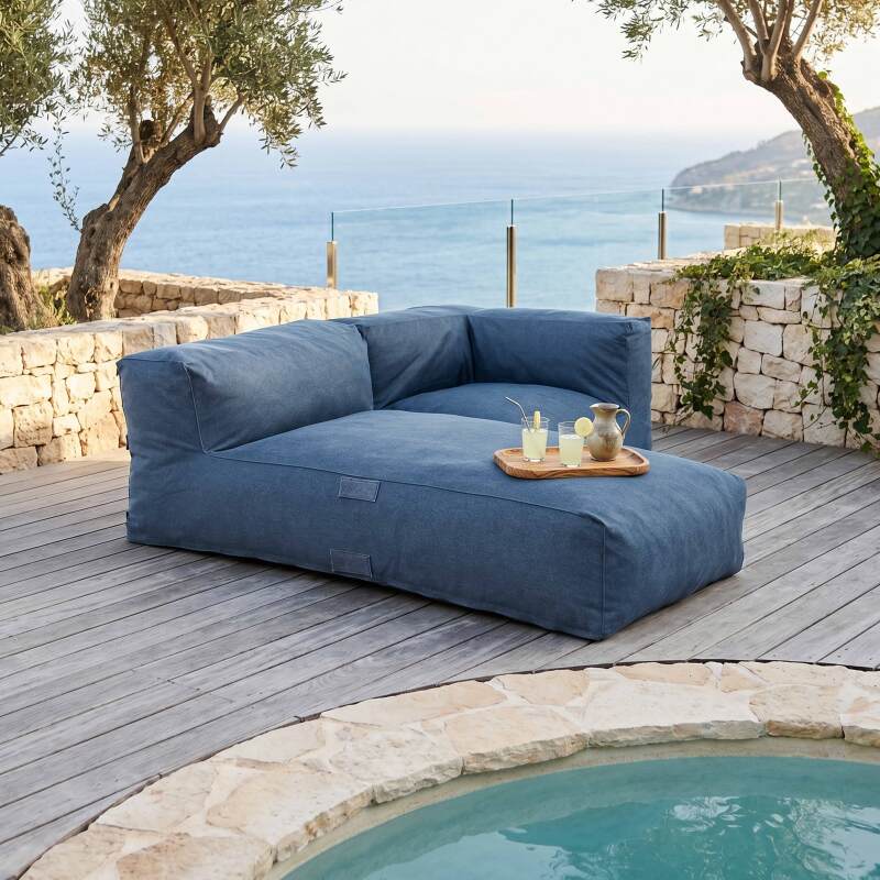 Divano modulare da esterno con 2 posti con 1 chaise longue e 1 poltrona angolare - Lifestyle