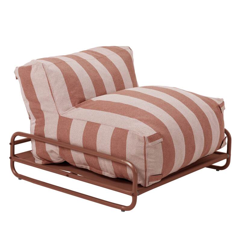 Divano modulare da esterno a righe 4 posti con struttura, 3 poltrone, 1 pouf e tavolino (6/7)