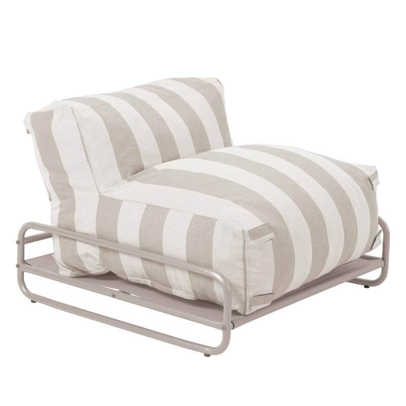 Divano modulare da esterno a righe 4 posti con struttura, 3 poltrone, 1 pouf e tavolino (6/7)