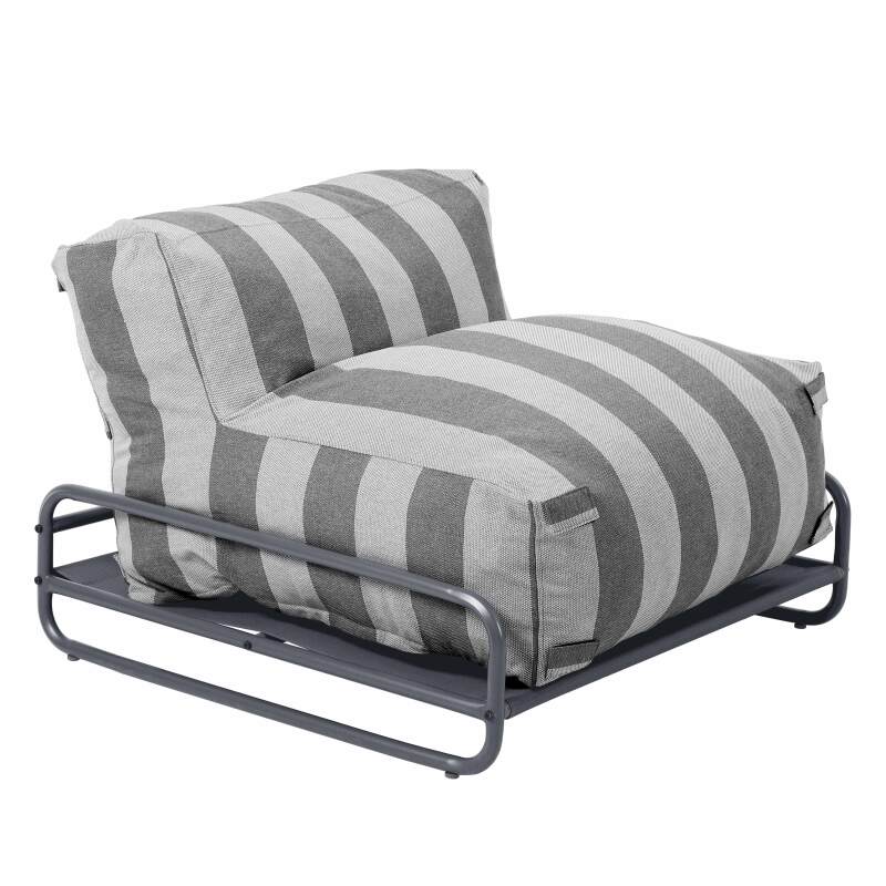 Divano modulare da esterno a righe 4 posti con struttura, 3 poltrone, 1 pouf e tavolino (6/7)