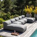 Divano modulare da esterno 5 posti con 3 poltrone e 2 chaise longue