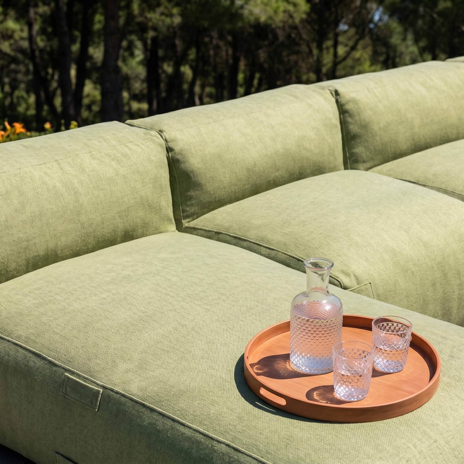 Divano modulare da esterno 6 posti con 5 poltrone e 1 chaise longue