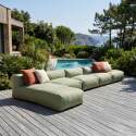 Divano modulare da esterno 5 posti con 4 poltrone e 1 chaise longue