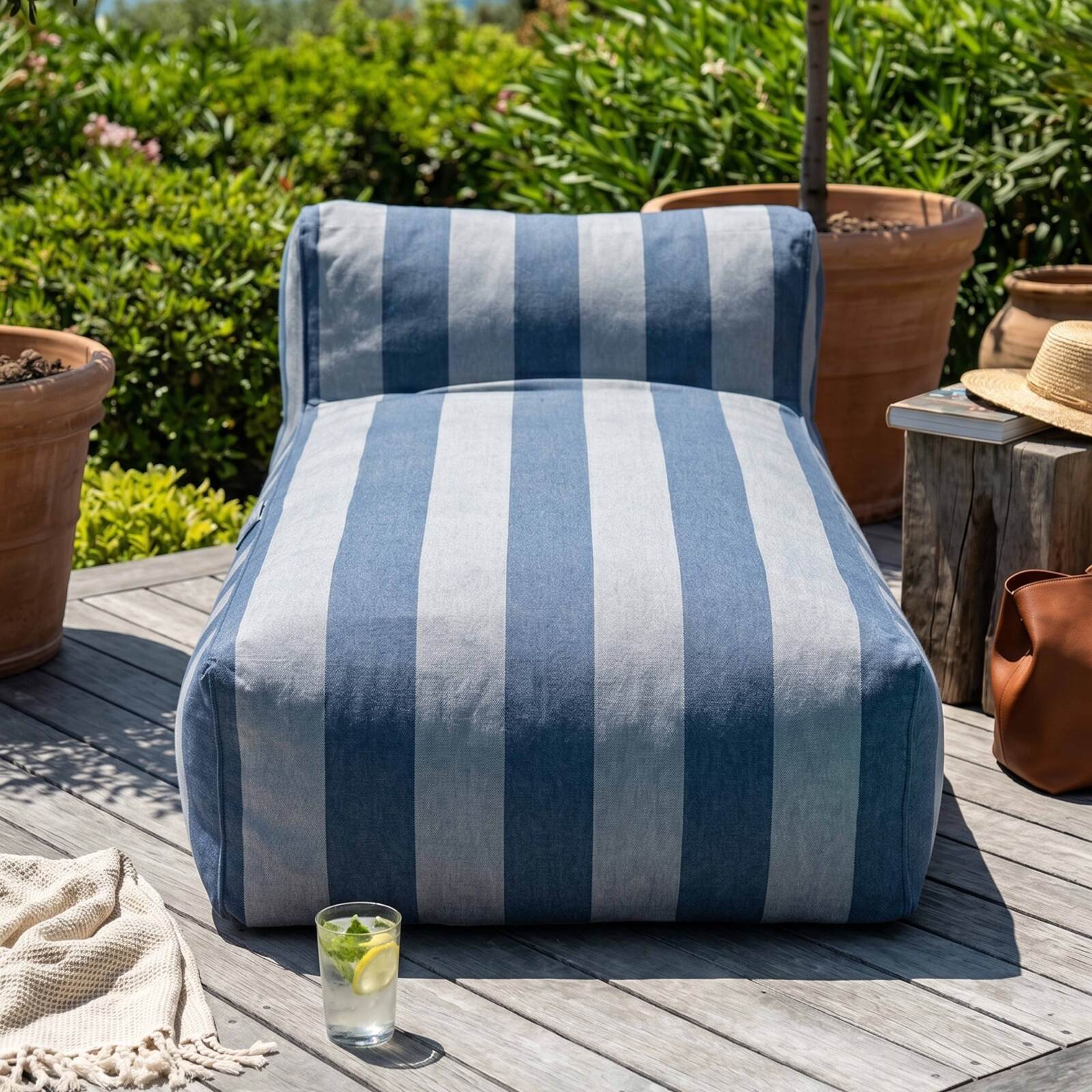 Chaise longue a righe per divano modulare da esterno