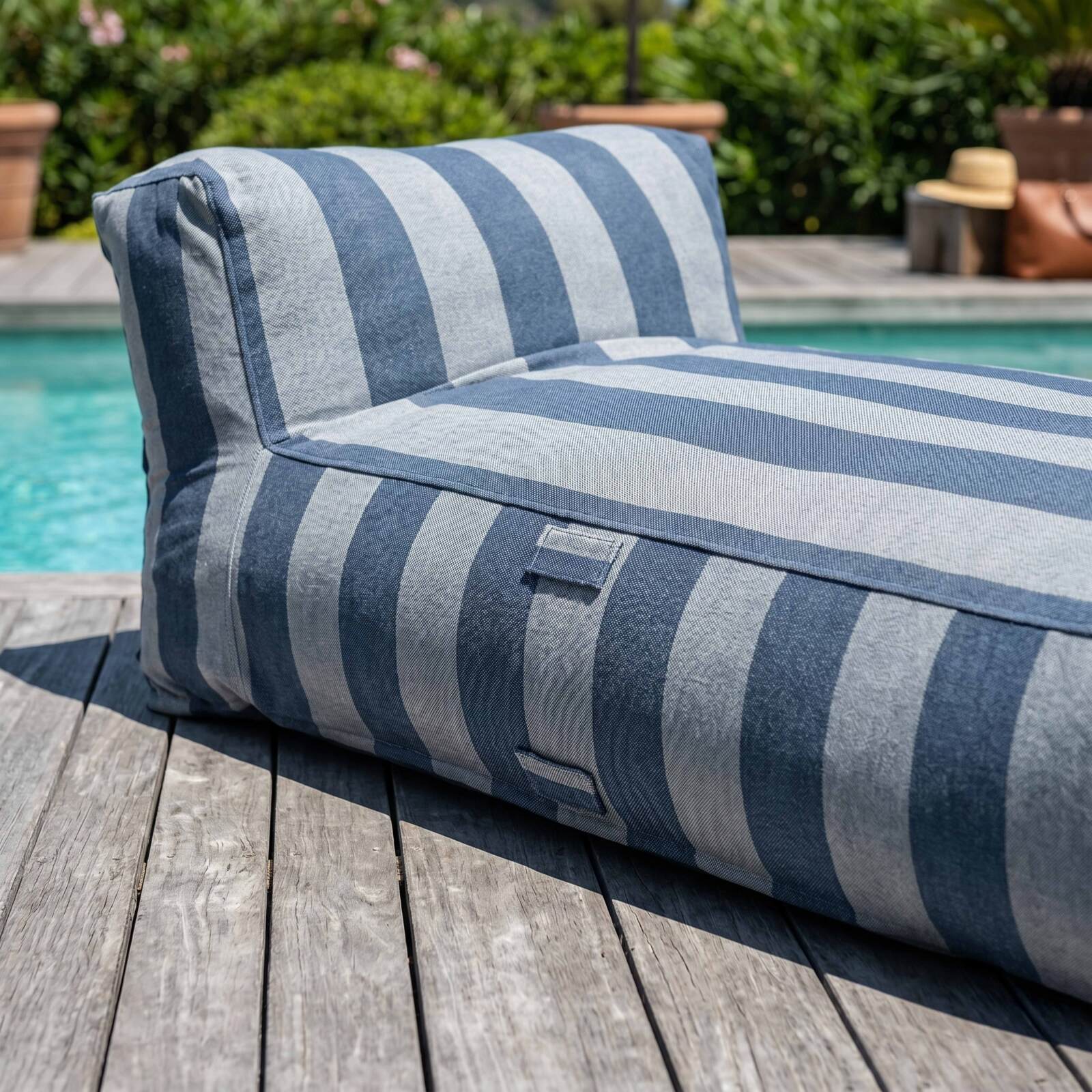 Chaise longue a righe per divano modulare da esterno