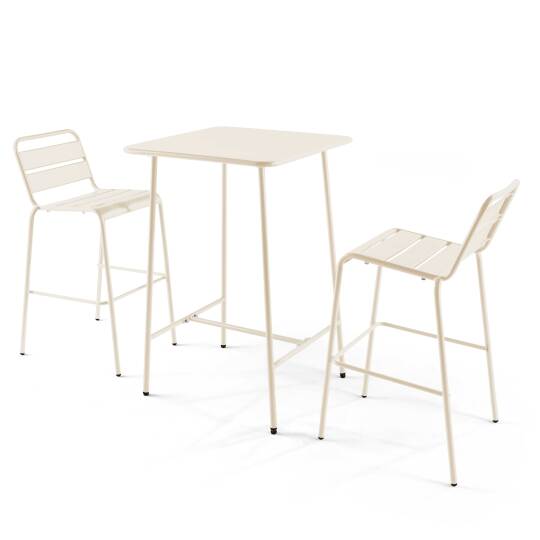 Tavolo da bar quadrato 70 x 70 x 105 cm e 2 sedie alte in metallo