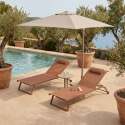 Sdraio da giardino in alluminio e textilene reclinabili 4 posizioni con ruote - Set di 2