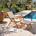 Poltrona relax da giardino in legno di eucalipto con poggiapiedi