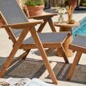 Poltrona relax da giardino in legno di eucalipto con poggiapiedi