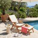 Poltrona relax da giardino in legno di eucalipto con poggiapiedi