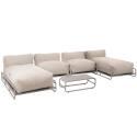 Divano modulare da esterno a 4 posti con struttura, 2 chaise longue, 2 poltrone e tavolino