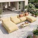 Divano modulare da esterno a 4 posti con struttura, 2 chaise longue, 2 poltrone e tavolino