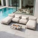 Divano modulare da esterno a 4 posti con struttura, 2 chaise longue, 2 poltrone e tavolino