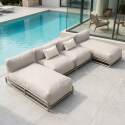 Divano modulare da esterno a 4 posti con struttura, 2 chaise longue, 2 poltrone e tavolino