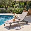 Sdraio da giardino in alluminio e textilene reclinabili 4 posizioni con ruote - Set di 2