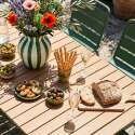 Tavolo da giardino effetto legno in metallo y polywood 6 persone 160x90 cm