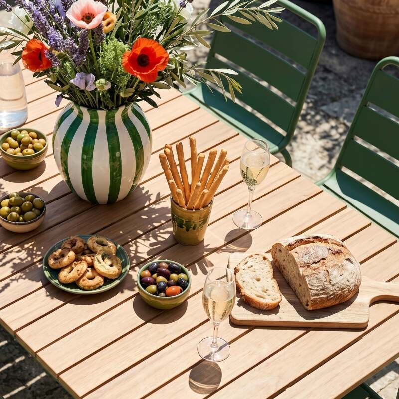 Tavolo da giardino effetto legno in metallo y polywood 6 persone 160x90 cm (3/8)