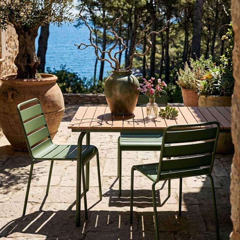 Tavolo da giardino effetto legno in metallo y polywood 6 persone 160x90 cm (7/8)