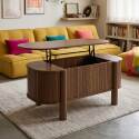 Tavolino da salotto alzabile effetto legno ovale 100x48 cm