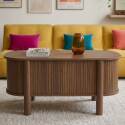 Tavolino da salotto alzabile effetto legno ovale 100x48 cm