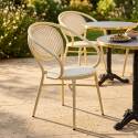 Sedia da giardino bistrot parigino in alluminio e rattan sintetico con braccioli 