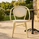 Sedia da giardino bistrot parigino in alluminio e rattan sintetico con braccioli 