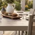 Tavolo da giardino in alluminio e ceramica effetto legno 206x100 cm e 10 sedie in textilene