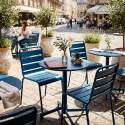 Tavolo da giardino bistrot rotonda inclnabile in metallo con piede incassato 70x70 cm e 2 sedie