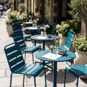 Tavolo da giardino bistrot rotonda inclnabile in metallo con piede incassato 70x70 cm e 2 sedie