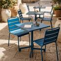 Tavolo da giardino bistrot quadrato inclnabile in metallo con piede incassato 70x70 cm e 2 sedie