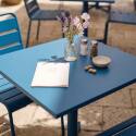 Tavolo da giardino bistrot quadrato inclnabile in metallo con piede incassato 70x70 cm e 2 sedie