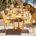 Tavolo da giardino bistrot quadrato inclnabile in metallo con piede incassato 70x70 cm e 2 sedie