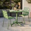Tavolo da giardino bistrot quadrato inclnabile in metallo con piede incassato 70x70 cm e 2 sedie