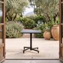 Tavolo da giardino quadrato reclinabile in metallo per 2 a 4 persone con piede ad incasso 70x70 cm
