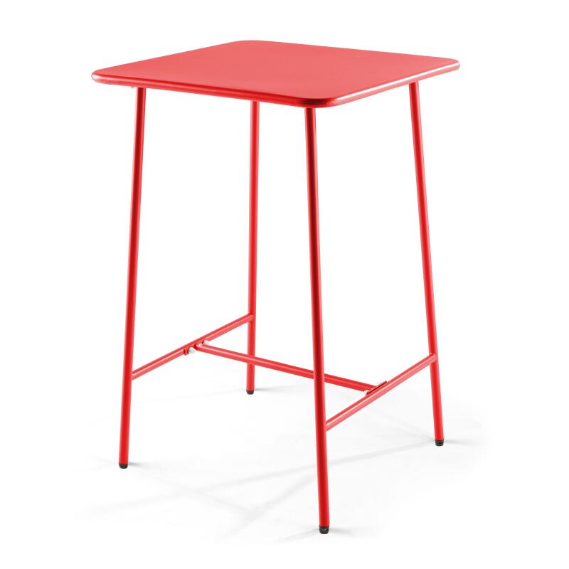Tavolo alto da bar 70 cm x 70 cm e 4 sedie alte in metallo