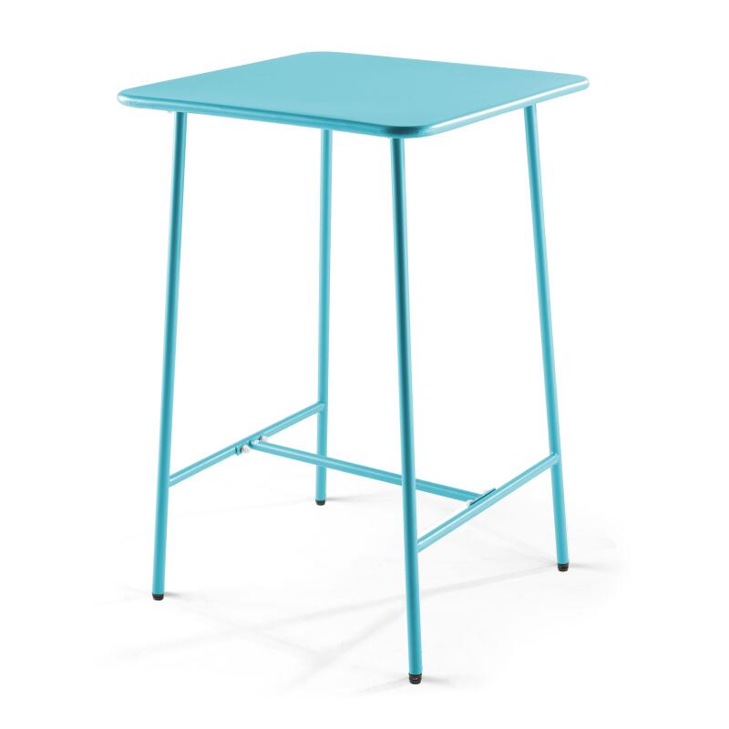 Tavolo alto da bar 70 cm x 70 cm e 4 sedie alte in metallo