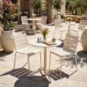 Tavolo da giardino quadrato reclinabile in metallo per 2 a 4 persone con piede ad incasso Ø70x72 cm